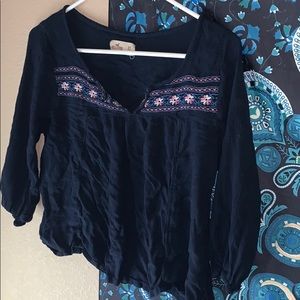 navy blue long sleeve blouse